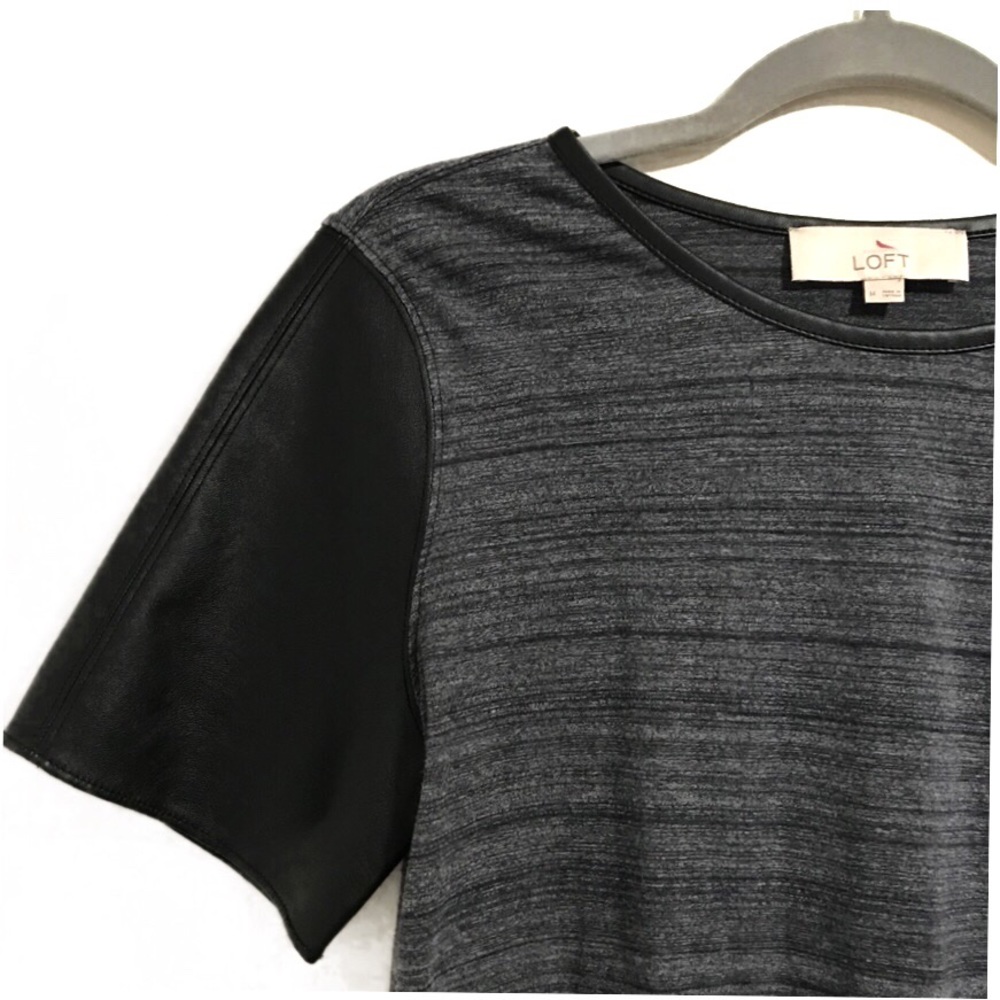 LOFT Faux Leather Short Sleeve Top